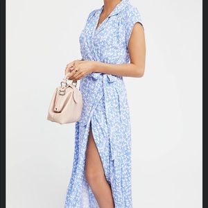 Free People So Fetch Slit Midi Dress Blue size 0